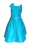 Short Taffeta Dress with Pleated Knot Bodice