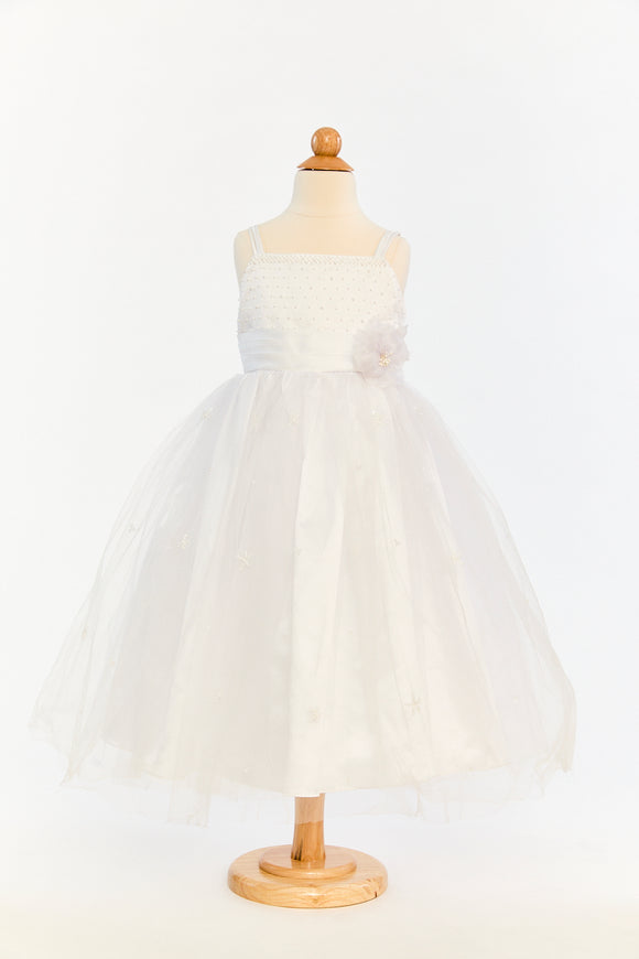Dress with Pearl Bodice and Tulle Skirt