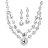 Regal Double Row Rhinestone Necklace Set