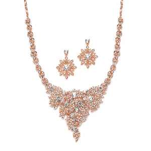 Rose Gold and Crystal Statement Necklace Set