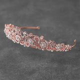 Rose Gold Tiara with Clear Crystals