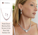 Regal Rose Gold Crystal Necklace and Earring Set