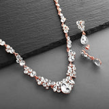 Regal Rose Gold Crystal Necklace and Earring Set