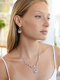 Art Deco Inspired Necklace + Earring Set | Antique Silver Plating