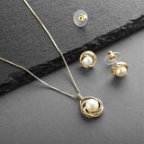 Freshwater Pearls and Knot Motif Necklace + Earring Set