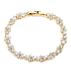 Bridal CZ Tennis Bracelet | Plus Size | Gold Plated