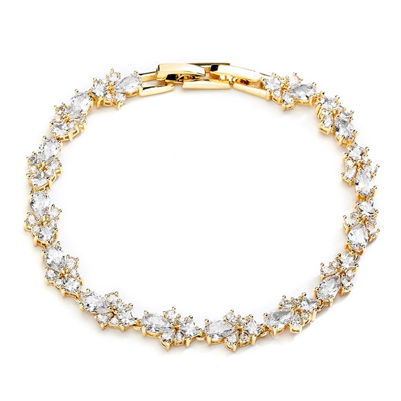 Bridal CZ Tennis Bracelet | Plus Size | Gold Plated