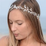 Hand-Crafted Hair Vine with Marquise Crystals and Freshwater Pearls