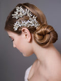 Silver Couture Headpiece with White Opals and Clear Crystals