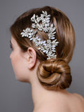 Silver Couture Headpiece with White Opals and Clear Crystals