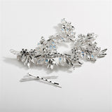 Silver Couture Headpiece with White Opals and Clear Crystals