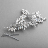 Silver Couture Headpiece with White Opals and Clear Crystals