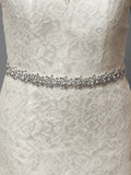 Sparkling Bridal Belt with Jeweled Clusters | Ivory Ribbon