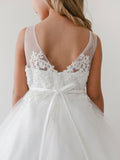 Illusion Neckline Dress with Lace Applique