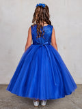 Sequin Dress with Pearl Criss Cross Bodice and Tulle Skirt