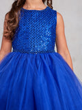 Sequin Dress with Pearl Criss Cross Bodice and Tulle Skirt