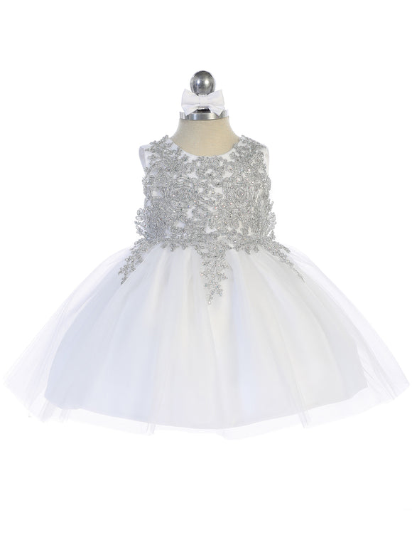 Stunning Infant Dress with Lace Applique Bodice