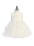 Elegant Illusion Neckline Dress with Lace Applique Peplum Skirt