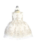 Dress With Metallic Lace Embroidery Overlayed on Tulle Skirt