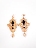 Black + Gold Chandelier Earrings