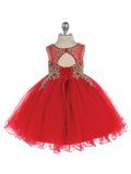 Stunning Short Dress with Floral Applique Bodice + Keyhole Back