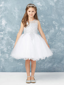 Stunning Short Dress with Floral Applique Bodice + Keyhole Back