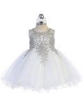 Stunning Short Dress with Floral Applique Bodice + Keyhole Back