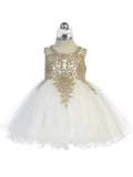 Stunning Short Dress with Floral Applique Bodice + Keyhole Back