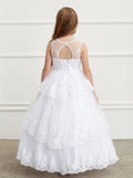 Pageant Dress with Tiered Skirt and Lace