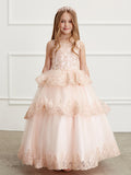 Pageant Dress with Tiered Skirt and Lace