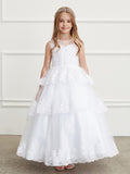 Pageant Dress with Tiered Skirt and Lace