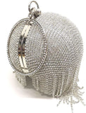 Round Ball Crystal Evening Clutch with Tassels