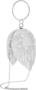 Round Ball Crystal Evening Clutch with Tassels