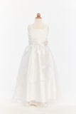 Side Angle Layered Organza Dress With Pearl Detail