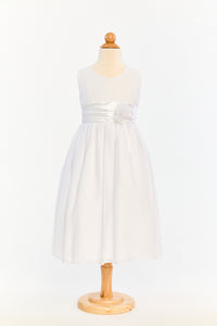 Chiffon Dress With Layered Satin Waistband