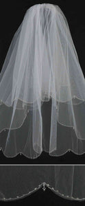 Veil with Scalloped Sequin Edge and Crystal Dangles