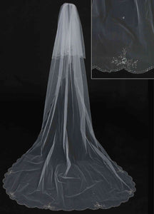 Cathedral Veil with Floral Beadwork