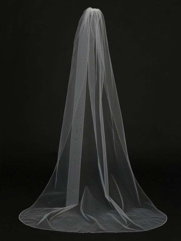 Single Layer Cathedral Veil with Beaded Veil