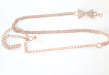 Rose Gold Rhinestone Belt with Bow Accents