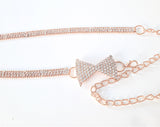 Rose Gold Rhinestone Belt with Bow Accents