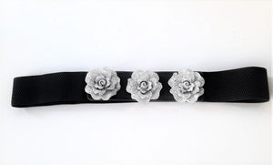 Stretch Belt with Three Flowers