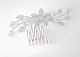 Pave Crystal and Flower Leaf Hair Comb