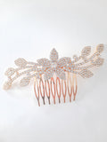 Pave Crystal and Flower Leaf Hair Comb