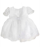 Baptism Dress With Cape and Flower Applique