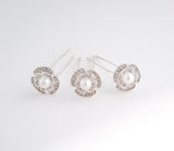 Pearl + Rhinestone Flower Hairpins