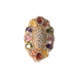 Multi-Colour Statement Ring - Gold Tone