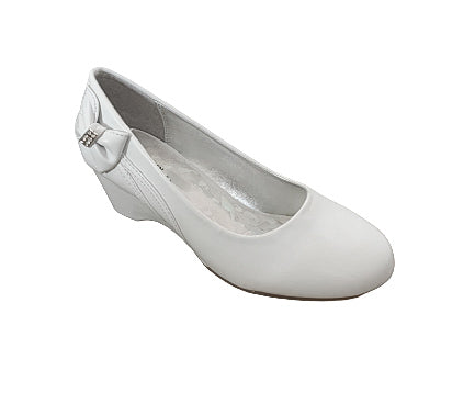 Girls White Wedge Heel Shoe