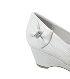 Girls White Wedge Heel Shoe