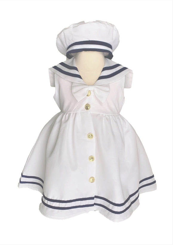 Infant/Toddler Sailor Dress with Matching Hat