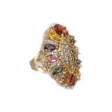 Multi-Colour Statement Ring - Gold Tone